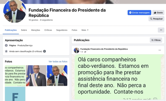 Cabo Verde: PR denúncia perfil falso 